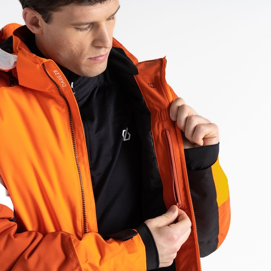 Men's Halfpipe Ski Jacket Puffins Orange Black 