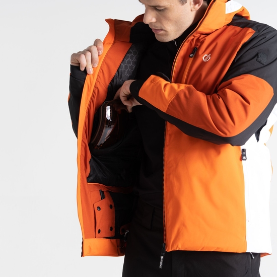 Men's Halfpipe Ski Jacket Puffins Orange Black 