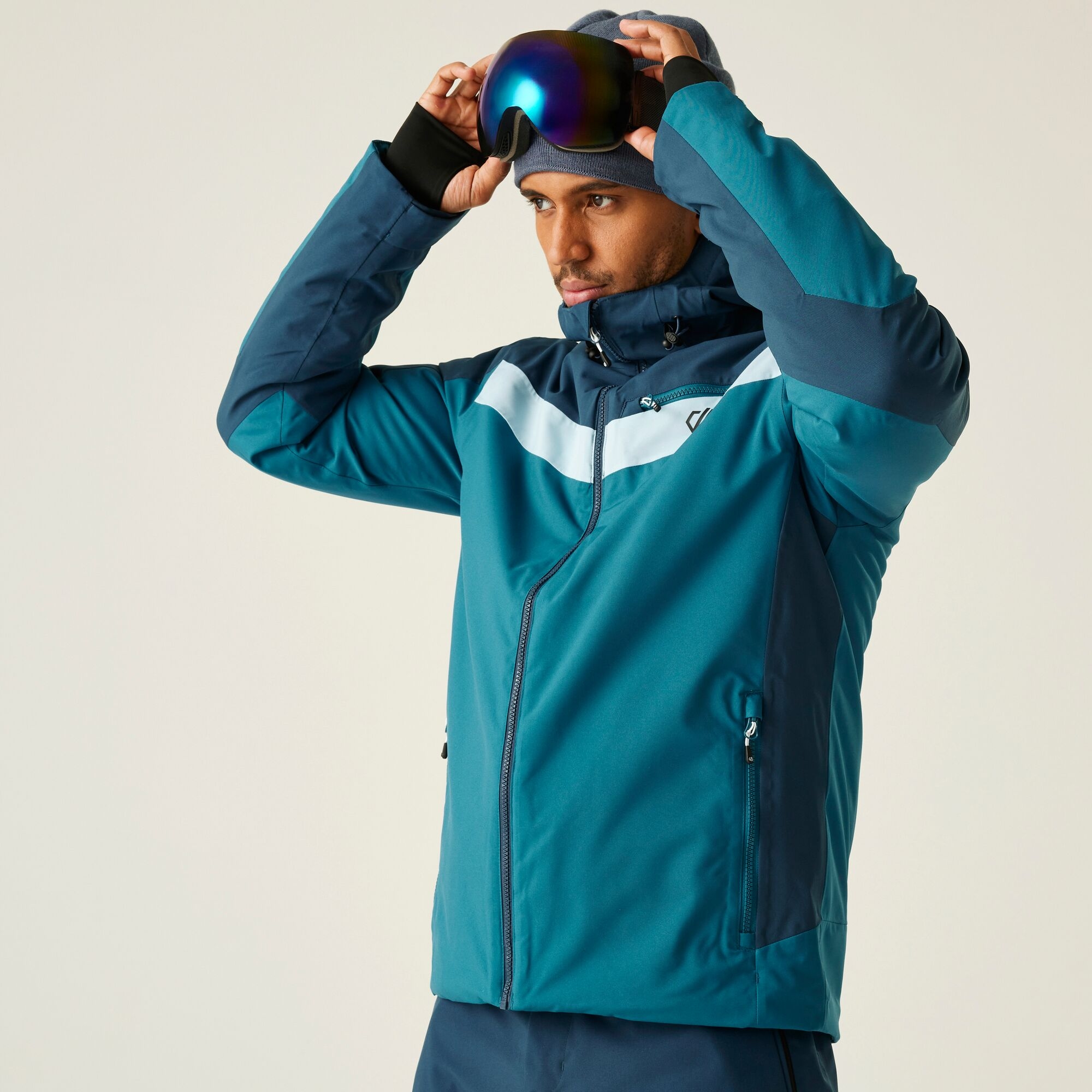 Dare 2b Water-repellent Mens Blue Colour Block Eagle II Ski Jacket, Size: S