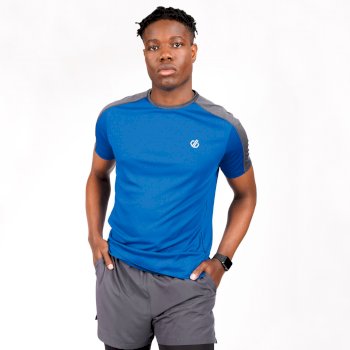 Men's Discernible Lightweight Workout Tee Athletic Blue Ebony Grey