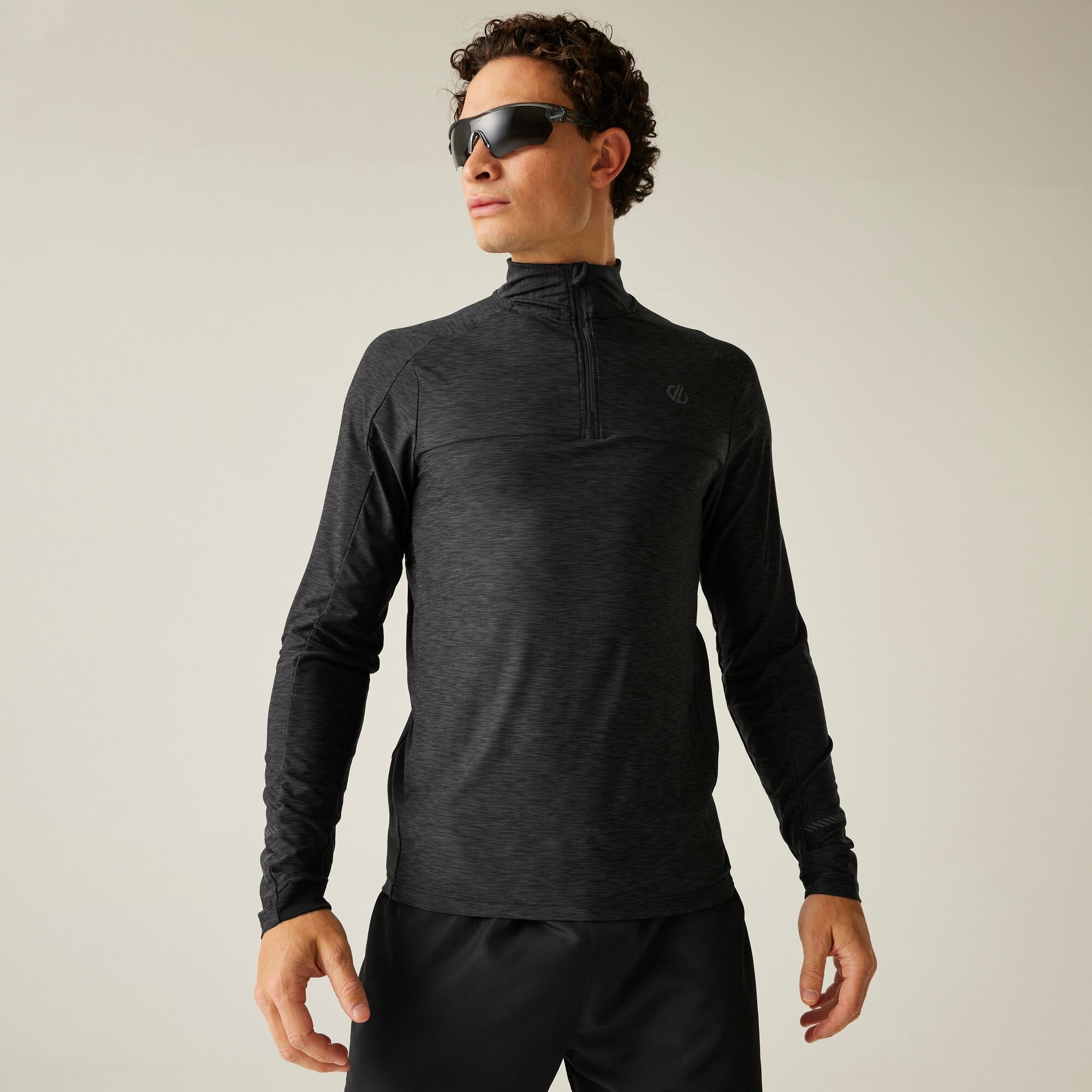 Dare 2b Men's Power Up II Lightweight Jersey Black Marl, Size: M