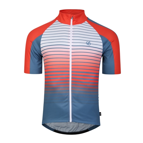 Men's AEP Virtuous Cycling Jersey Stellar Blue Underlined Print
