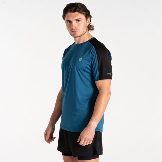 Herren Discernible III T-Shirt Stahlblau & Schwarz