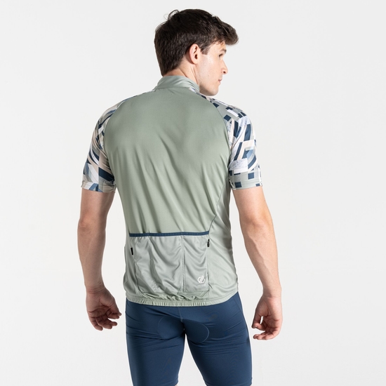 Men's Riding Jersey Lilypad Green Shift Print