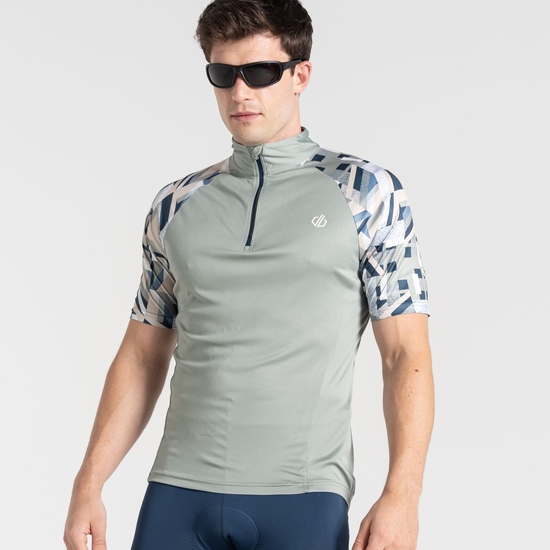 Men's Riding Jersey Lilypad Green Shift Print