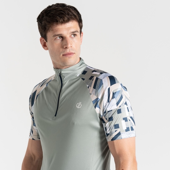 Men's Riding Jersey Lilypad Green Shift Print