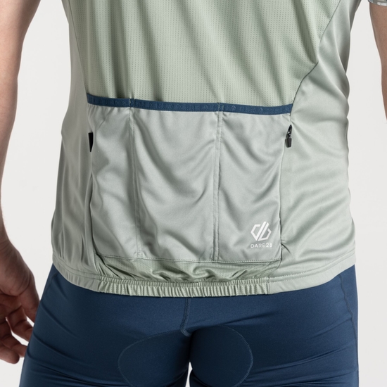 Men's Riding Jersey Lilypad Green Shift Print