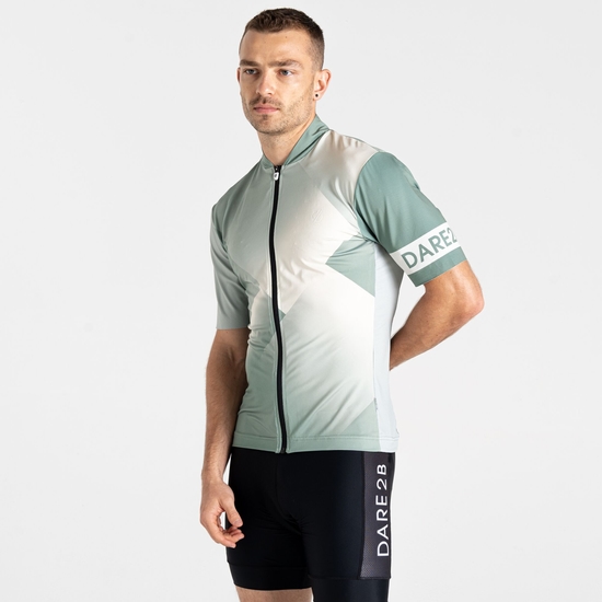Men's AEP Pedal II Short Sleeve Jersey Hedge Green & Aqua Grey 