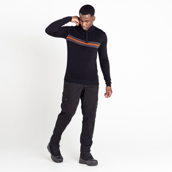 Unite Us Strick-Sweatshirt mit halblangem Reißverschluss für Herren Black Amber Glow