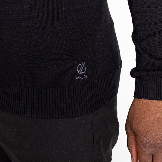 Herren Unite Us Strick-Sweatshirt mit halblangem Reißverschluss Schwarz