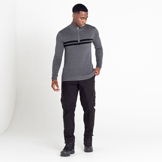 Men's Unite Us Half Zip Knit Sweater Charcoal Grey Black