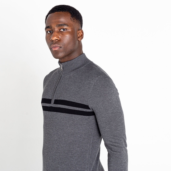 Men's Unite Us Half Zip Knit Sweater Charcoal Grey Black