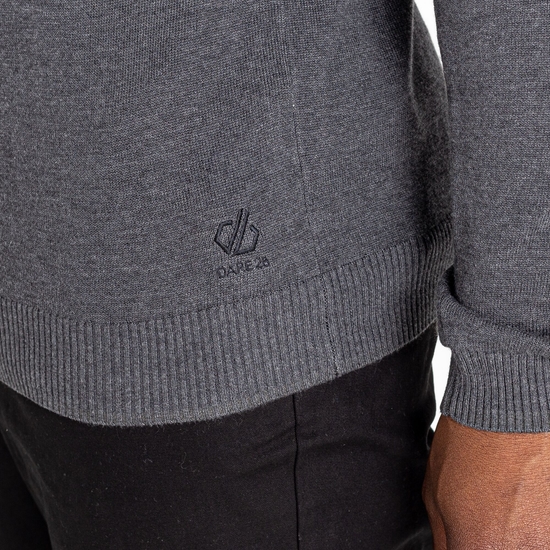Men's Unite Us Half Zip Knit Sweater Charcoal Grey Black