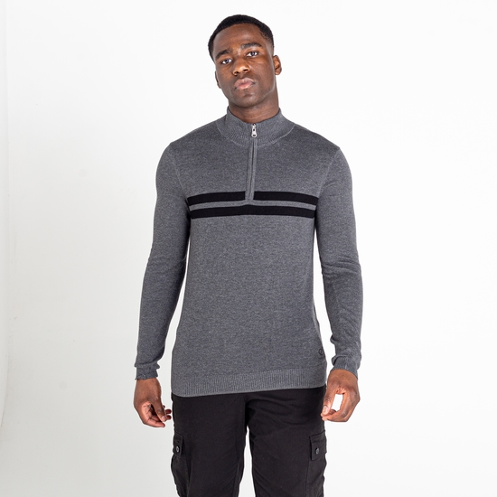 Men's Unite Us Half Zip Knit Sweater Charcoal Grey Black