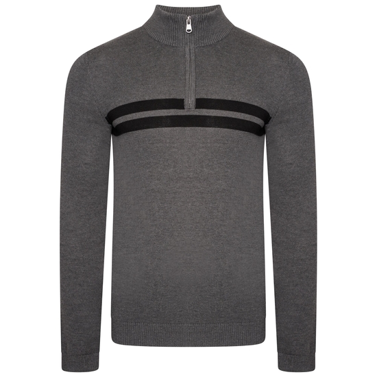 Men's Unite Us Half Zip Knit Sweater Charcoal Grey Black