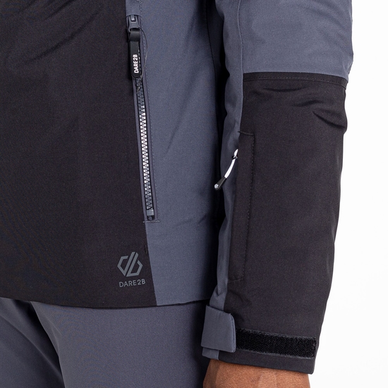 Men's Emulate Ski Jacket Black Ebony Grey