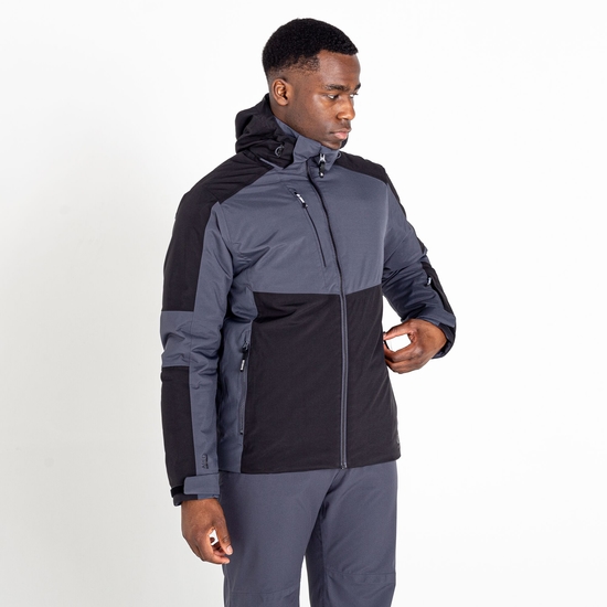 Men's Emulate Ski Jacket Black Ebony Grey