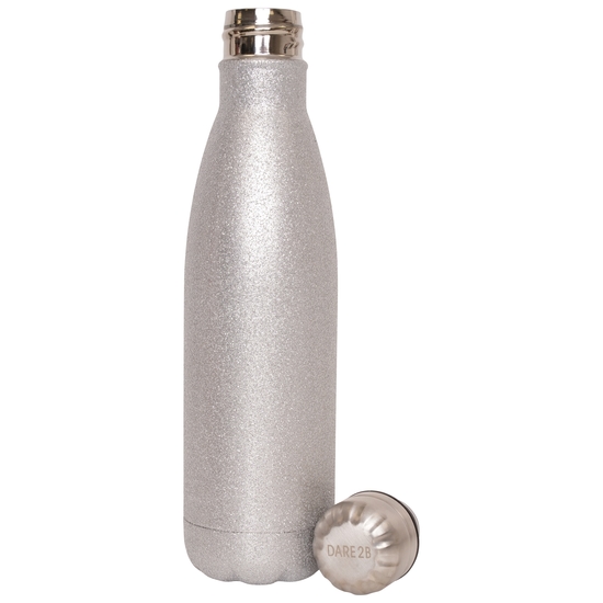 Metal Glitter Drinks Bottle  Silver