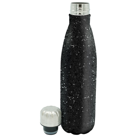 Metal Glitter Drinks Bottle  Black