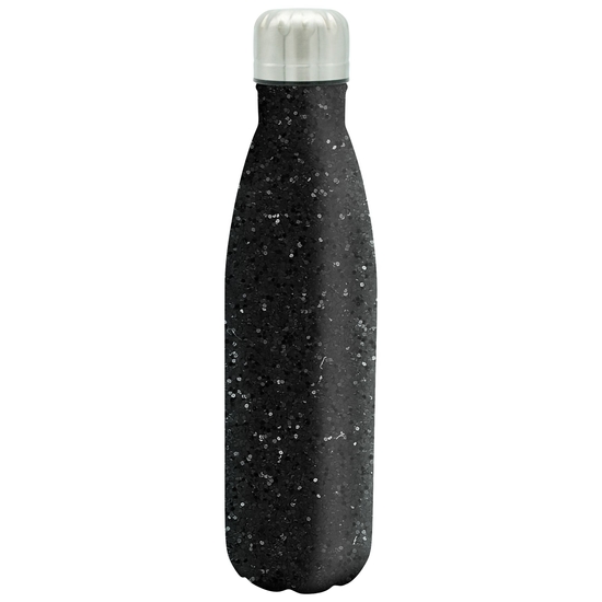 Metal Glitter Drinks Bottle  Black