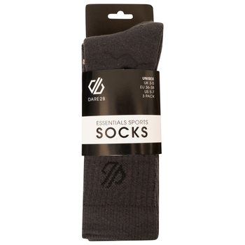 Adult's Essentials Sports Socks 2 Pack Ebony Grey