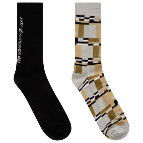 Henry Holland - Two Of A Pair Sock Set Black & Hero Print