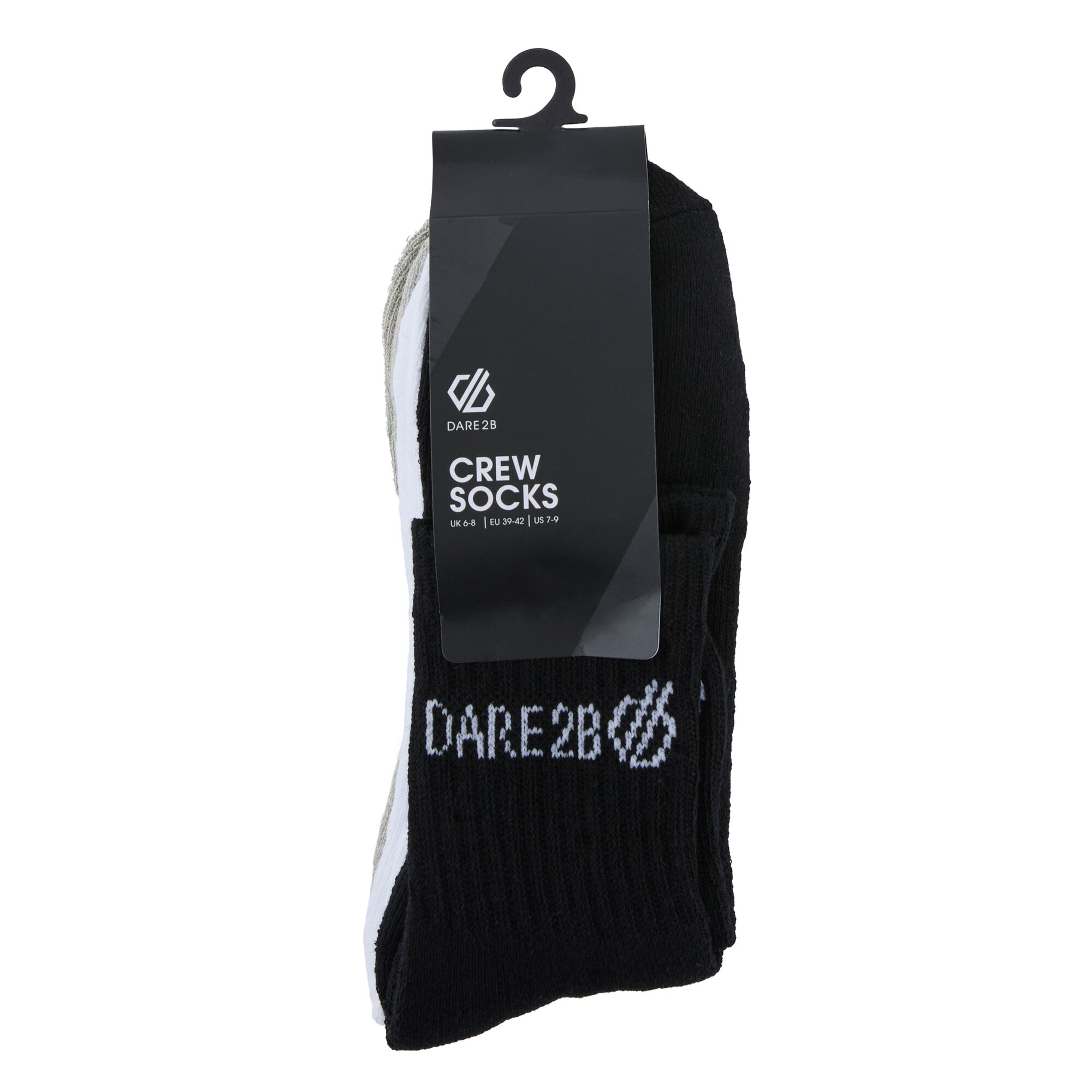 Dare 2b Unisex Movement Crew Socks 3 Pack in Charcoal | Size: 6-8 - Image 1