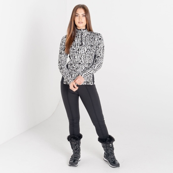 Women's Immortal Half Zip Luxe Sweater Black White Wild Thing Print