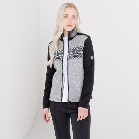 Women's Engross Faux Fur Trim Sweater Mid Grey Marl Black
