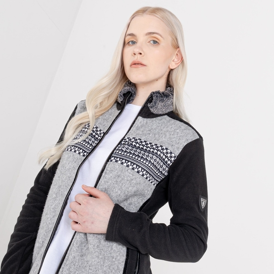 Women's Engross Faux Fur Trim Sweater Mid Grey Marl Black