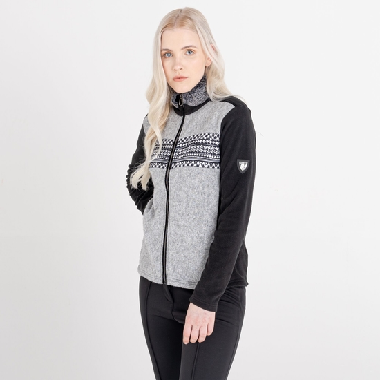 Women's Engross Faux Fur Trim Sweater Mid Grey Marl Black