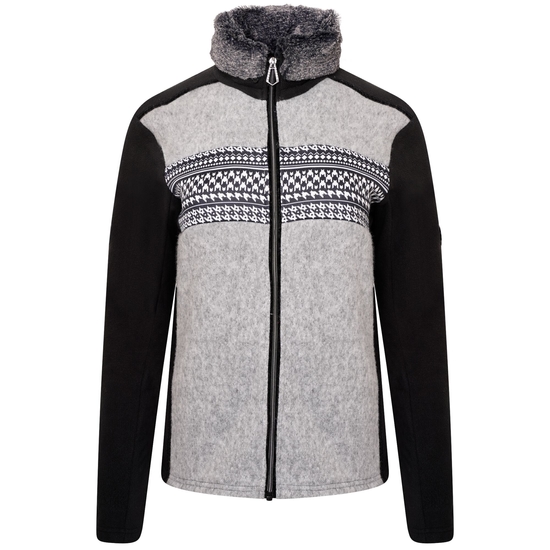 Women's Engross Faux Fur Trim Sweater Mid Grey Marl Black