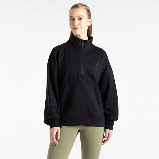 Damen Recoup II Sweatshirt mit halblangem Reißverschluss Schwarz