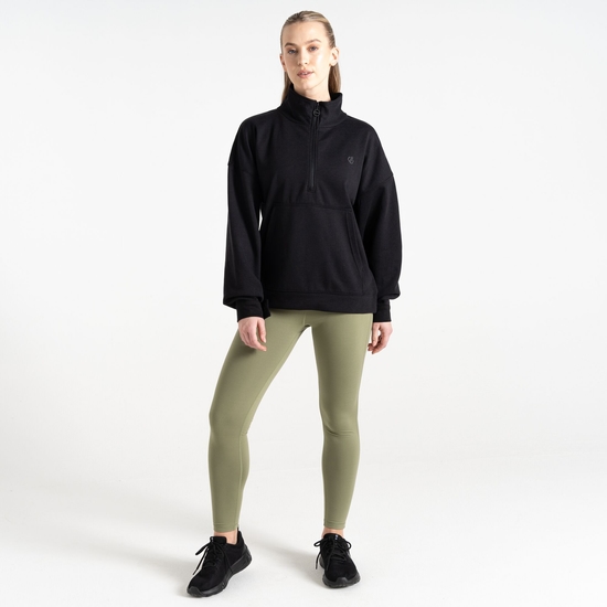 Damen Recoup II Sweatshirt mit halblangem Reißverschluss Schwarz
