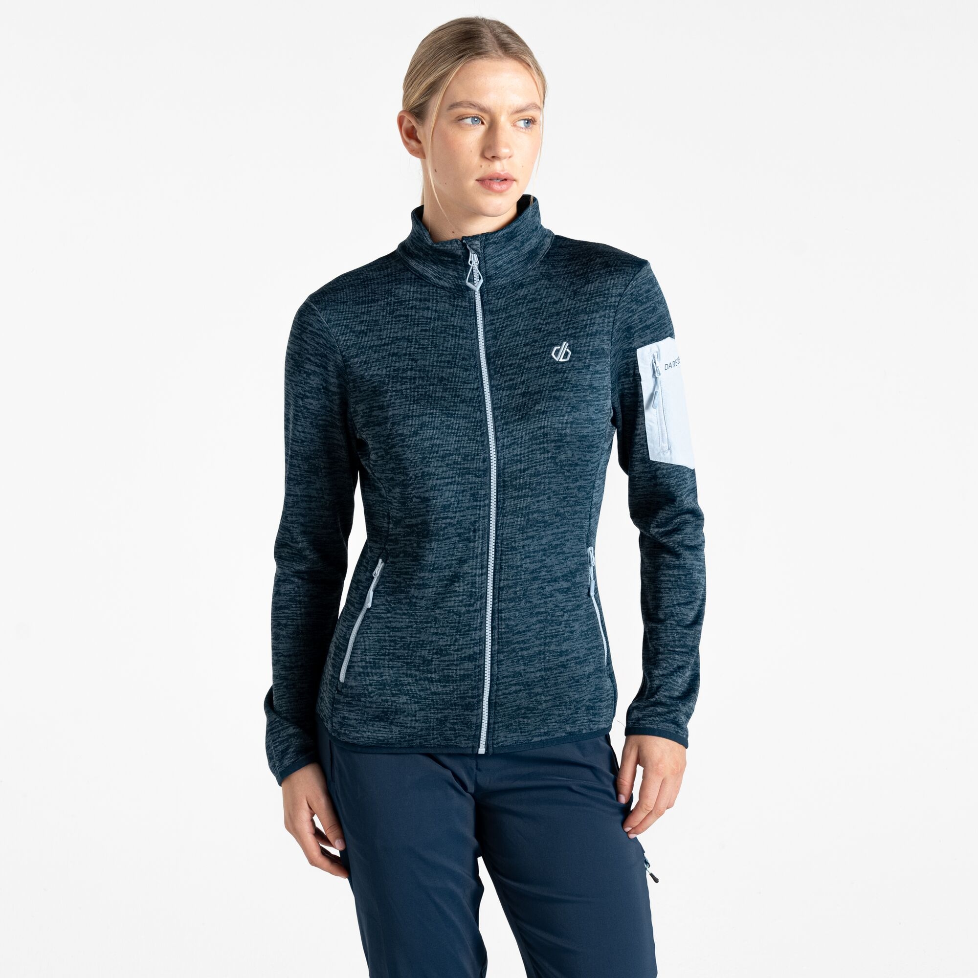 Dare 2b Women's Knitted Torrek Mountain Zip Through Fleece Moonlight Denim, Size: 12