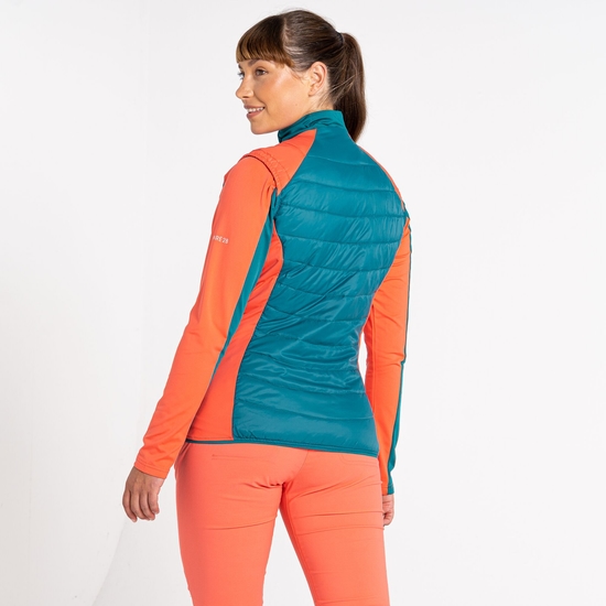 Women's Culmination Wool Padded Vest Fortune Green Neon Peach