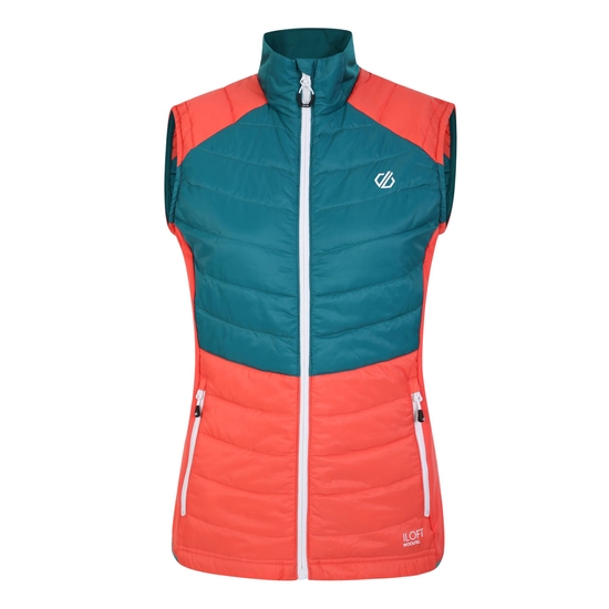 Women's Culmination Wool Padded Vest Fortune Green Neon Peach