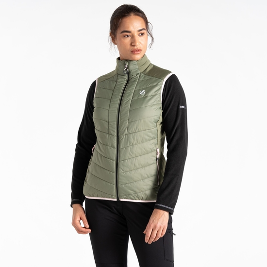 Veste sans manches cloisonnée Femme Liven Olive Verte