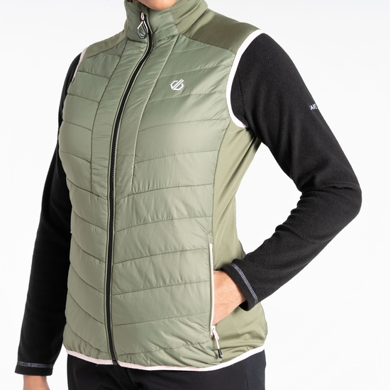 Women's Liven Baffled Gilet Olivine Green