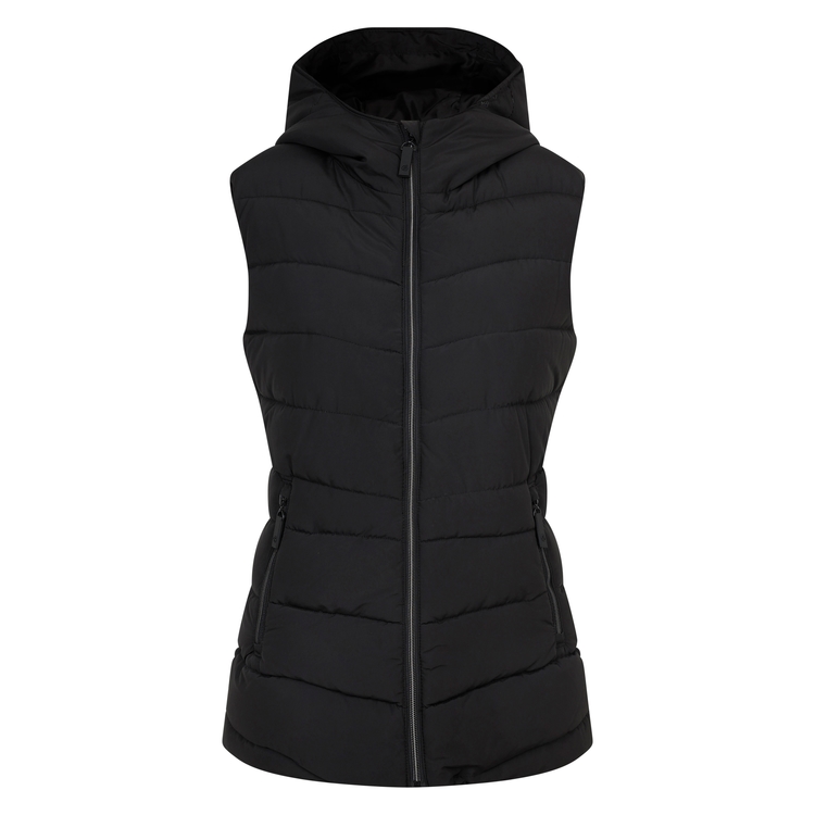 Ladies black gilet with hood discount