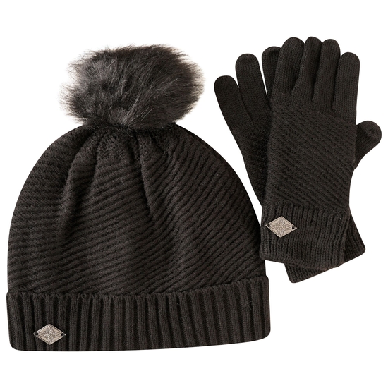Women's Correlation Hat & Gloves Set Black