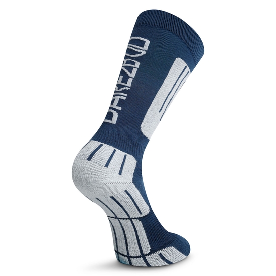 Women's Performance Ski Socks Moonlight Denim Dot Print