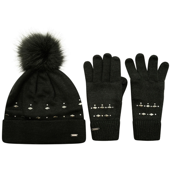 Women's Bejewel II Hat & Gloves Gift Set Black