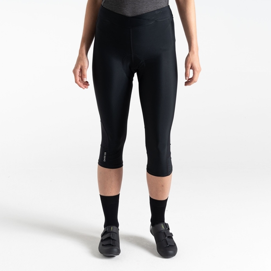 Damen Worldly Gel-Capri-Fahrradleggings Schwarz