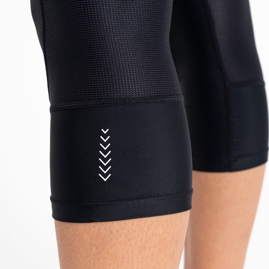 Damen Worldly Gel-Capri-Fahrradleggings Schwarz