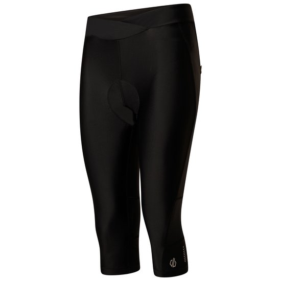 Damen Worldly Gel-Capri-Fahrradleggings Schwarz
