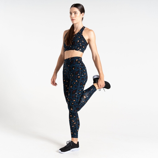 Women's Influential Gym Leggings Moonlight Denim Animal Print