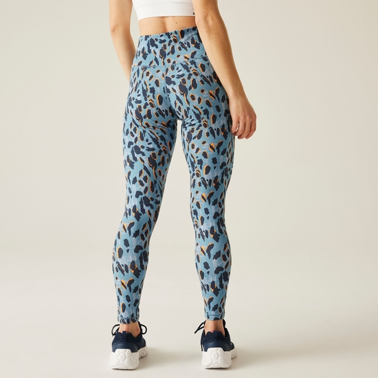 Women's Influential Gym Leggings Niagara Blue Animal Print