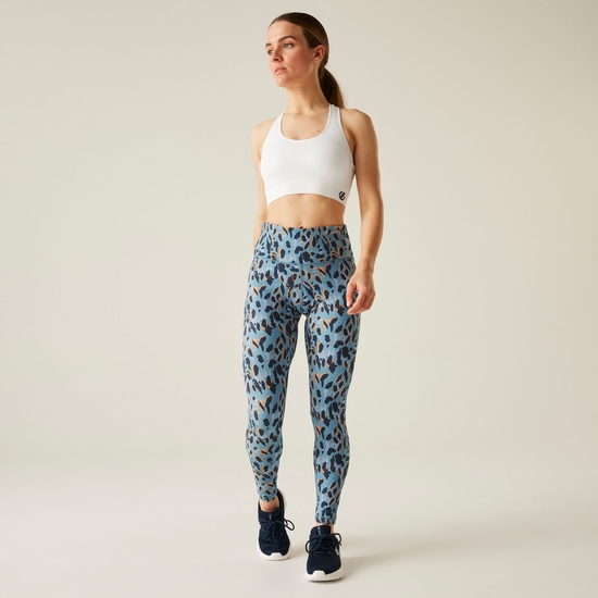 Women's Influential Gym Leggings Niagara Blue Animal Print