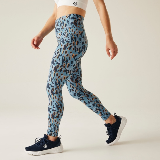 Women's Influential Gym Leggings Niagara Blue Animal Print